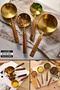 Set of 4 Large Size Stainless Steel Wooden Handle Gold Measuring Spoon Set Measuring Cup 60ml 80ml 125ml 250ml