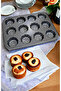 12 Pieces Cupcake Muffin Mold Rose Embossed Fireproof Non-Stick Oven Cake Capsule Stainless Steel Black - 4