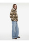 Pocketed Zippered Long Sleeve Comfortable Fit Mock Neck Plaid Plush Cardigan - 2