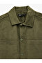 Regular Fit Long Sleeve Pocket Cotton Classic Collar Corded Fabric Velvet Shirt - 5