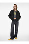 Viscose Blended Classic Collar Zippered Oversized Jacket - 2