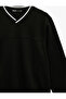 Regular Fit Long Sleeve Fleece-Lined Striped Detail V-Neck Sweatshirt - 5