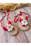 Handmade Knitted Red Floral Baby Girl Flip-Flop Sandals Booties - 6