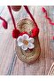 Handmade Knitted Red Floral Baby Girl Flip-Flop Sandals Booties - 4