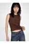 Slim Fit Boat Neck Lace Detail Sleeveless Blouse