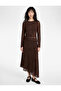 Asymmetrical Long-Sleeved Crew Neck Shawl Patterned Tulle T-Shirt - 2