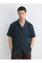 Navy Blue Regular Fit Resort Collar Short Sleeve Men's Shirt - 2