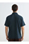 Navy Blue Regular Fit Resort Collar Short Sleeve Men's Shirt - 7