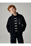 Lcw Kids Black Mock Neck Boys' Zippered Fleece Cardigan