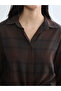 Black plaid patterned 100% cotton women's shirt from plus-store - 3
