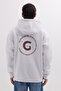 Unisex Oversize Wide Cut Cotton Soft Textured Printed White Hooded Sweatshirt with Fleece Inside - 7