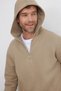 Unisex Relax Fit Comfortable Cut Cotton Fleece Inside Half Zipper Stone Color Hooded Sweatshirt - 4