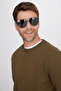 Unisex Relax Fit Comfortable Cut Cotton 3 Thread Fleece Green Crew Neck Sweatshirt - 2