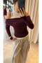 Athlete Plum Color Boat Neck Blouse - 0780 - 2