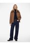Long Sleeve Detachable Faux Fur Collar Oversized Short Cashmere Coat
