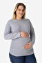 Gray Long Sleeve Maternity T-Shirt Cotton Stretch Fabric Soft and Stretchy Fabric - 3