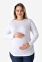 White Long Sleeve Maternity T-Shirt Cotton Stretch Fabric Soft and Stretchy Fabric - 2