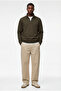 Long Sleeve Ribbed Basic Half Zip Sweatshirt
