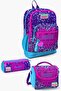Kids Purple Blue Pink Heart Patterned 3-Piece School Bag Set SET0123740