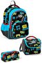 مجموعة حقائب مدرسية للأطفال مكونة من 3 قطع باللون الأسود والأزرق بنمط Gamer SET0123659
