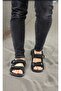 Foxter black sport anatomical stitched men's sandal - 2