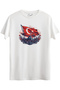 Cotton Pack Istanbul Turkish Flag B Printed White National T-Shirt