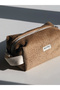 Handmade Caramel Brown Velvet Makeup Bag Orven Collection Wood - 3
