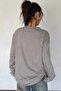 Long Sleeve Basic Women's Long Sleeve Loose Gray Loose Fit Blouse - 4