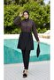 Lamis Women's Fully Covered Patterned Hijab Swimsuit Set of 4 with Bonnet and Bag - 5