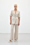 Wide Leg Linen Trousers - Stone