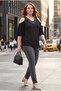 Women's Plus Size Front and Back V-Neck Stone Detailed Spanish Sleeve Black Blouse