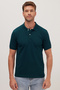 Men's Slim Fit Slim Fit Cotton Soft Textured Cool Fabric Plain Pique Green Polo Neck T-Shirt - 2
