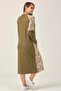 Women's Khaki Printed Zippered Women's Overcoat Dm452 - 4