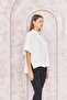 Women's White Loose-Fit Short-Sleeve Shirt Dm9005 - 6