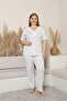 Women's Plus Size Lace Collar Short Sleeve Bamboo Pajama Set - 3