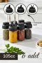6-Piece Double-Lid Mini Twice Glass Spice Jar Set - Salt and Pepper Shakers Chef Spice Jar 105ml - 3