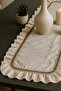 100% Cotton Ruffled Runner American Service Vintage Luxury Overlock Stitched Natural Fabric 40X110Cm - 2