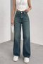 Women's Green Tinted High Waist Palazzo Jeans