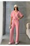 Women's Pink Modal Short Sleeve Soft Touch Sports Suit - 2