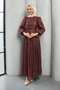 Plum Draped Pleated Evening Dress - 2
