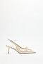 Heels 2512 - Pointed Toe Lace-Up Detailed Bone Women's Heels - 4