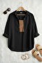 Women's Black Oversized Linen Shirt 100% Cotton