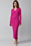 My Fashion V-Neck Textured Long Knit Dress - 6