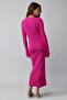 My Fashion V-Neck Textured Long Knit Dress - 3