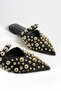 Women's Loja Black Gold Tropu Flat Sole Slippers Pointed Toe