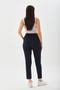 Women's Navy Blue Elastic Waist Pocket Carrot Trousers - 6