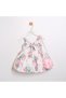 April Floral Print Cut-Out Detail Bag Accessorized Girls' Dress