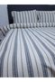 Breathable Luxury 4-Season Use 100% Cotton Linen Duvet Cover Set Gray Striped - 4