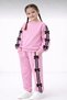 Girls' Striped and Ribbon Detail Pocketed Comfortable Tracksuit Set - 3