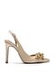 Women's High Heel Stone-Embellished Bow Satin Evening Shoes 350 - 2